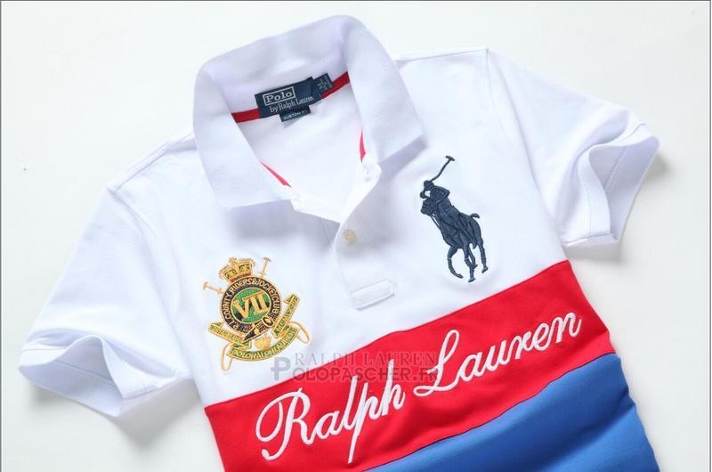Ralph Lauren Homme Pony Polo Crest Blanc Rouge Bleu